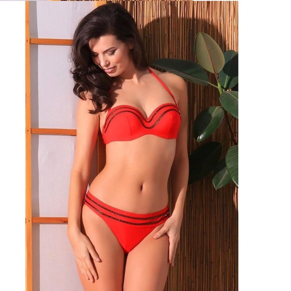 NWT Jolidon Red w/ Gold Trim Underwire Bikini Set - Picture 1 of 4